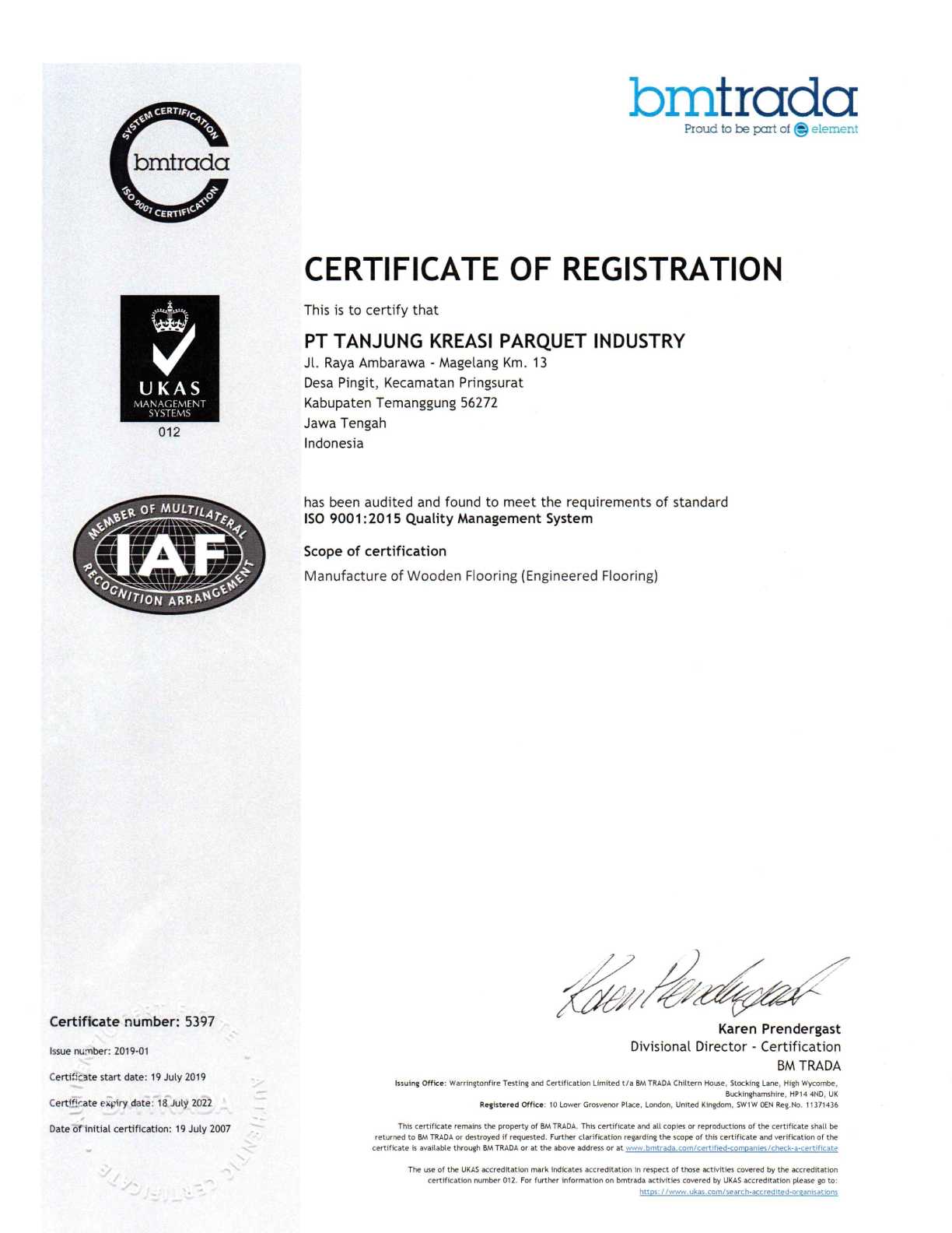 BM Trada Certificate